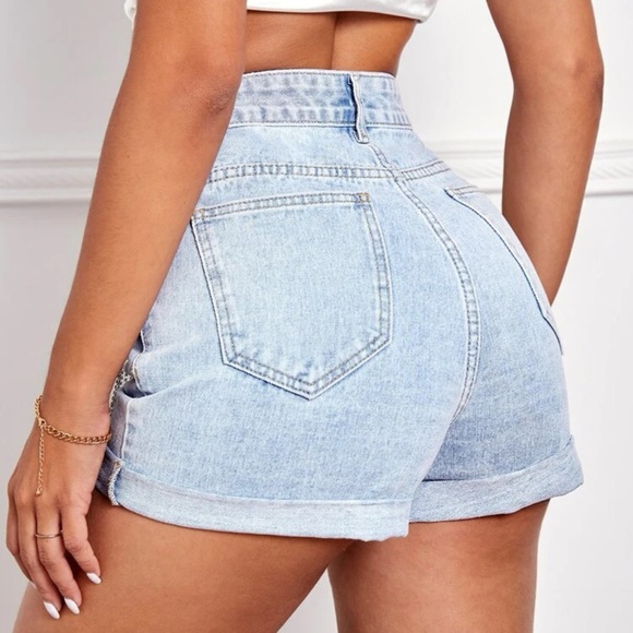 Rhinestone Jean Shorts - NWOT - Brand New - Medium - High Waisted. - Picture 3 of 3